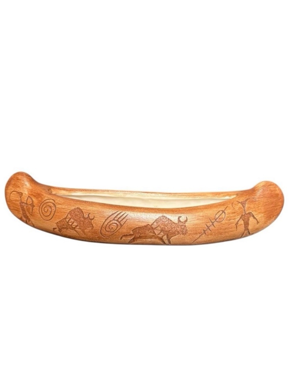 Vintage Ceramic Native American Binishtaa Navajo Canoe Petroglyphs